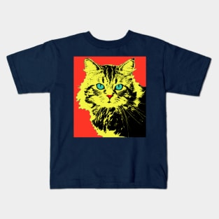 POP ART CAT - YELLOW RED Kids T-Shirt